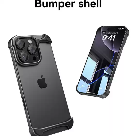 For Apple 16Pro Max Shaped Metal Corner Pad Phone Case iphone15Pro Edge-less Case 15Pro Drop-resistant