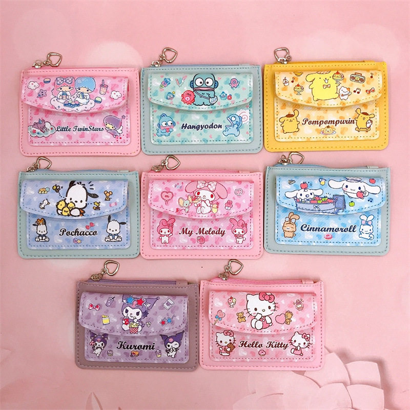 Cartoon Student Card Cover Card Bag Coin Purse Storage Multi-Card Three-Layer Portable Card Bag PC Dog Kurumi Loof Wallet