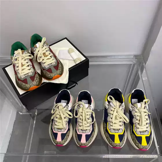 2024 New G home daddy shoes women's new color matching presbyopic colorful thick bottom hidden height increasing couple casual sneaker men