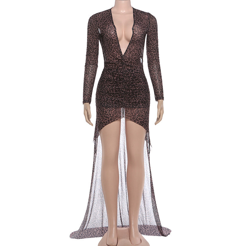 Summer Womens Bodycon Dress Deep V Neck Fashionable Leopard Print Slim Fit Perfect for Parties and Night Out OEM