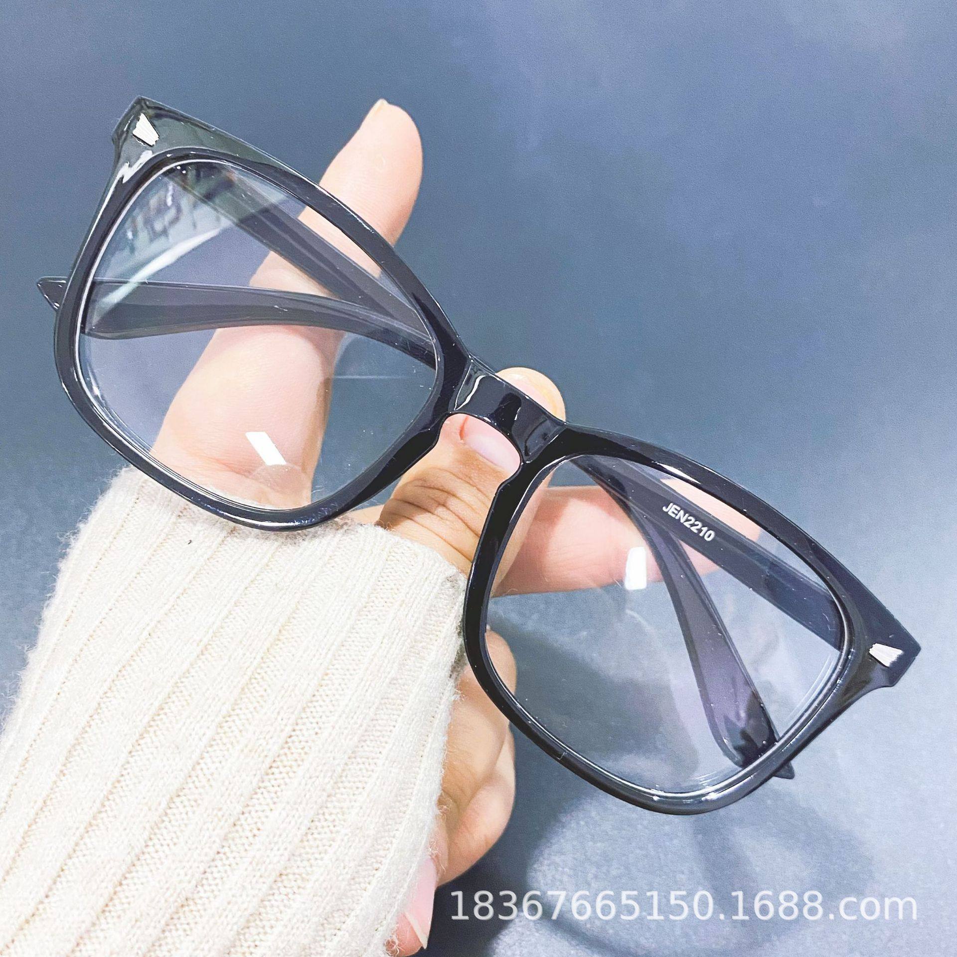 Trendy New Retro Rice Stud Anti-Blue Light Glasses Fashion Plain Non-Prescription Glasses in Stock Square Frame Wholesale