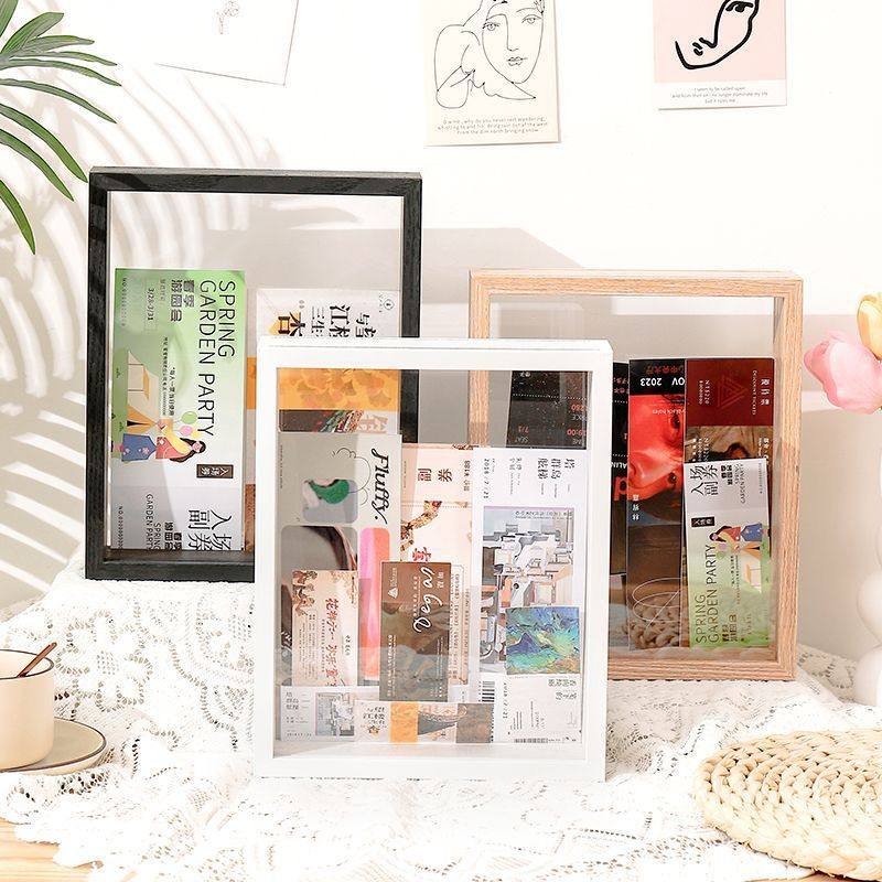 Double-sided transparent hollow photo frame stereo concert train ticket movie ticket collection ticket display frame bill table