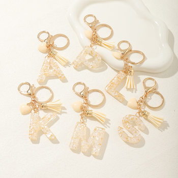 Yiwu accessories initials key chain women's bag pendant accessories lobster clasp hanging love tassel key chain cute