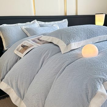 2025 New Corner Style Class a Fully Matte Milk Velvet Stereo 5D Carved Velvet Four-Piece Set Available for Live Broadcast and Can Be Shipped on Behalf of Others