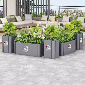 Stainless Steel Flower Box Stool Outdoor Iron Galvanized Steel Combination Flower Trough Commercial Street Square Courtyard Balcony Planting Box