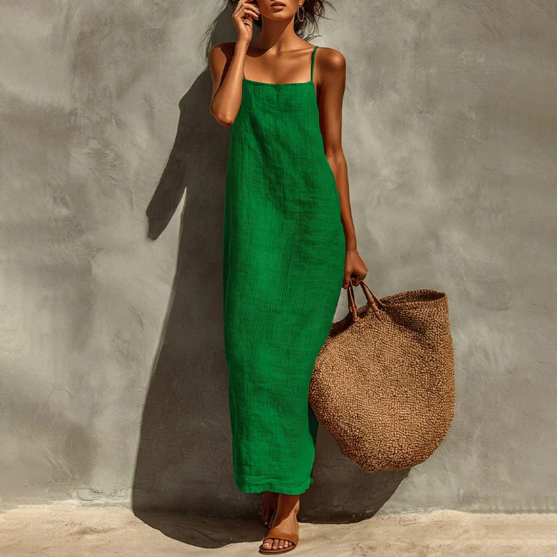 Summer Maxi Dress for Women Solid Color Casual Style Comfortable Fit Perfect for Vacation and Relaxation Wholesale