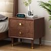 Medieval Style Solid Wood Bedside Table Retro Style Simple Nordic Art Creative Carved Log Style Bedroom Bedside Table