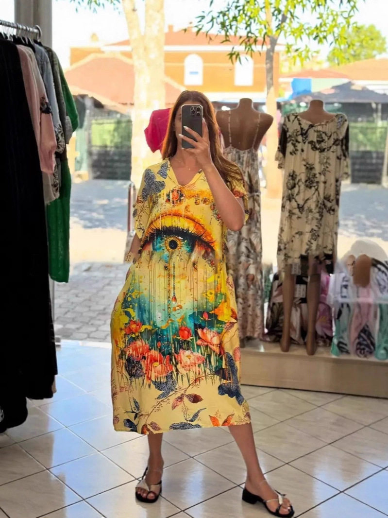 Summer Floral V Neck Maxi Dress for Women Casual Style Short Sleeves Lightweight Fabric Perfect for Vacations