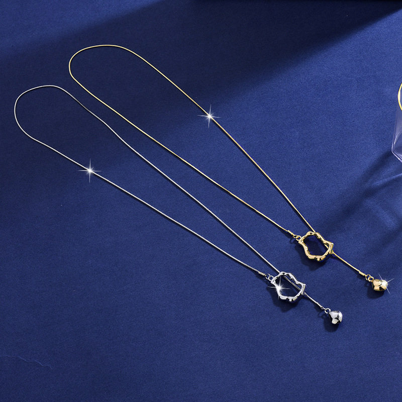 清新甜美简约项链女几何流苏轻奢抽拉长款毛衣链锁骨链配饰品批发