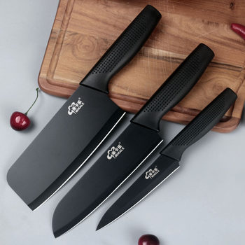 Black Blade Stainless Steel Small Kitchen Knife 3-Piece Set Kitchen Knife Chef Knife Small Kitchen Knife Household Kitchen Knife Vegetable and Fruit Kitchen