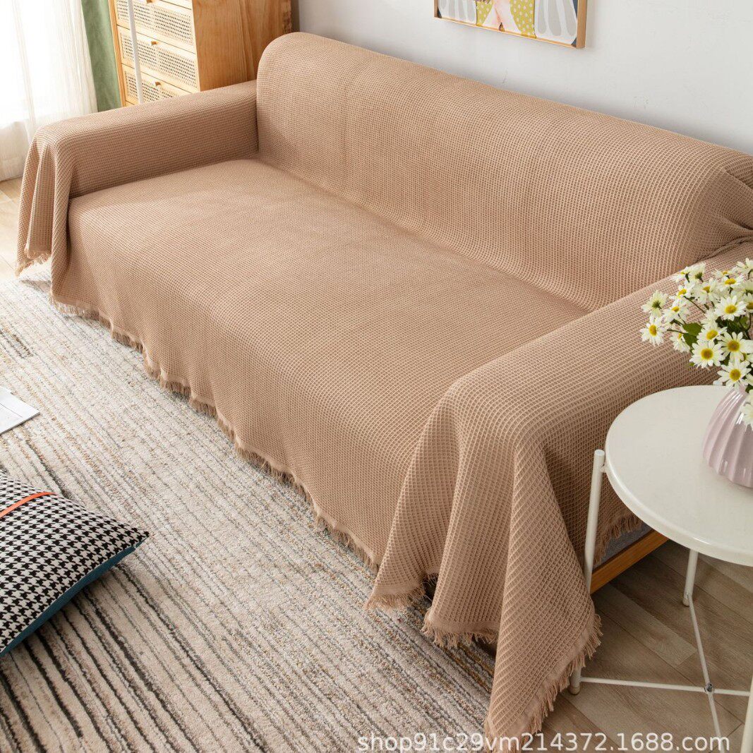 Nordic Khaki Sofa Throw Blanket, Sofa Cushion, Multi-Purpose Cover, Simple and Stylish Tablecloth, Camping Blanket, in Stock