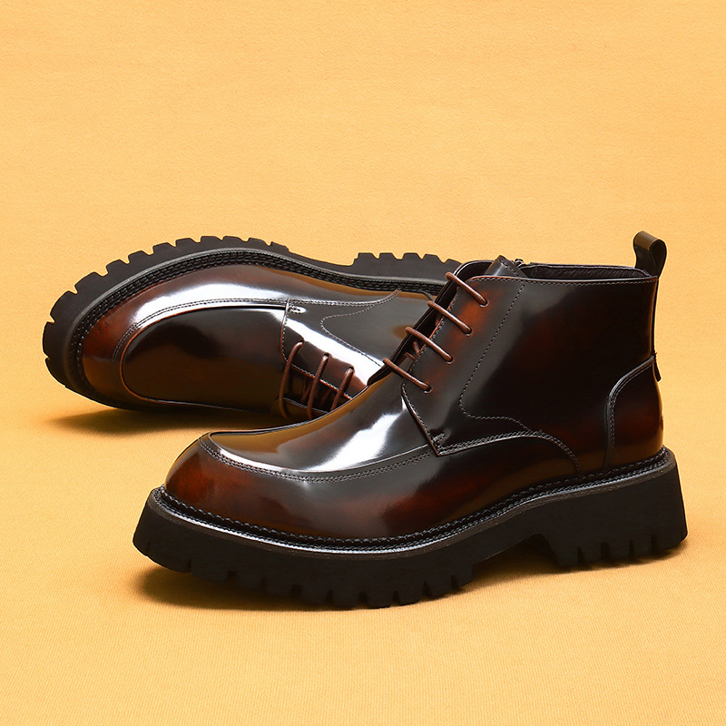 Boot Cổ Thấp Nam Chất Liệu Da Bò Mũi Nhọn Đế Cao Hàng Mùa Xuân Thu Đông