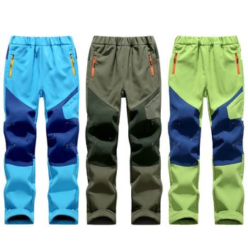 PETUTWO/Pengtu New Fall/Winter Children's Soft Shell Pants Fleece Pants Outdoor Mountaineering Pants for Boys and Girls