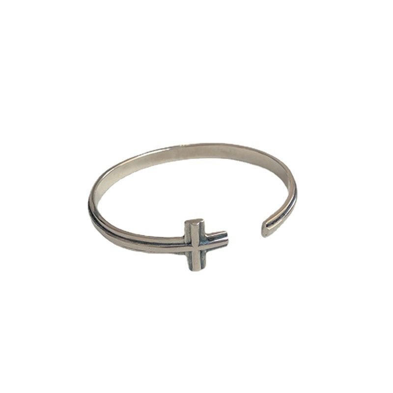 4206 Japanese and Korean Style Retro Thai Silver Two-Line Knotted Rope Buckle Bracelet Women's Fashion Stylish Open Niche Design Bracelet