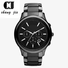 Cross-border three-pin three-eye Men's Watch steel band quartz watch AliExpress steel band calendar Business Men's Watch
