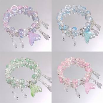 Winter Colorful Crystal Color Beaded Fishtail Bracelet Sweet All-match Super Fairy Crystal Girlfriend Bracelet for Girlfriend