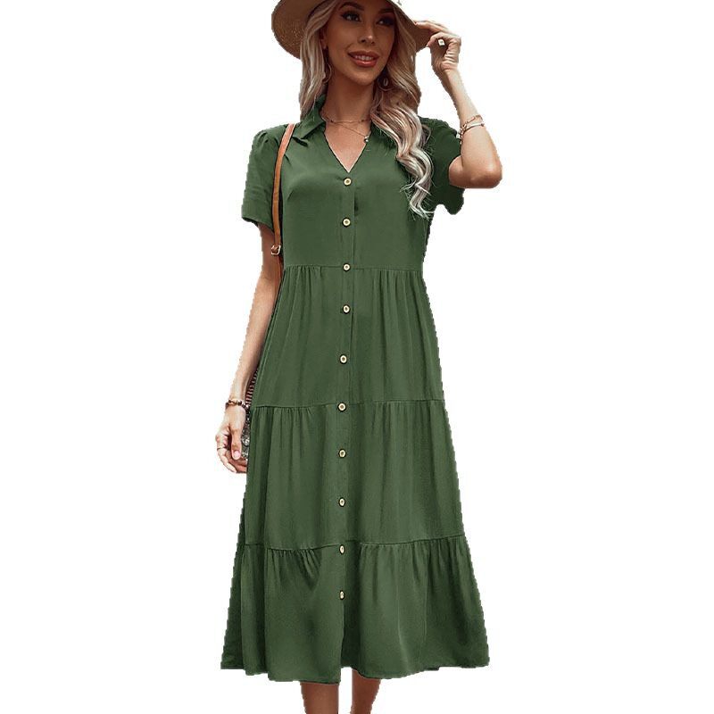 Casual Midi Dress Simple Design Comfortable Fit Summer Style Perfect for Work or Leisure Wholesale Available