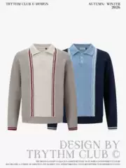 TRYTHMCLUB designs a classic sweater with a polo collar, featuring a sophisticated color-blocked knit and a faux two-piece style, embodying the "old money" aesthetic