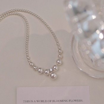 Trendy 2024 New Explosions Imitation Pearl Necklace Women's Niche Design Sense Advanced Temperament Necklace All-match Clavicle Chain