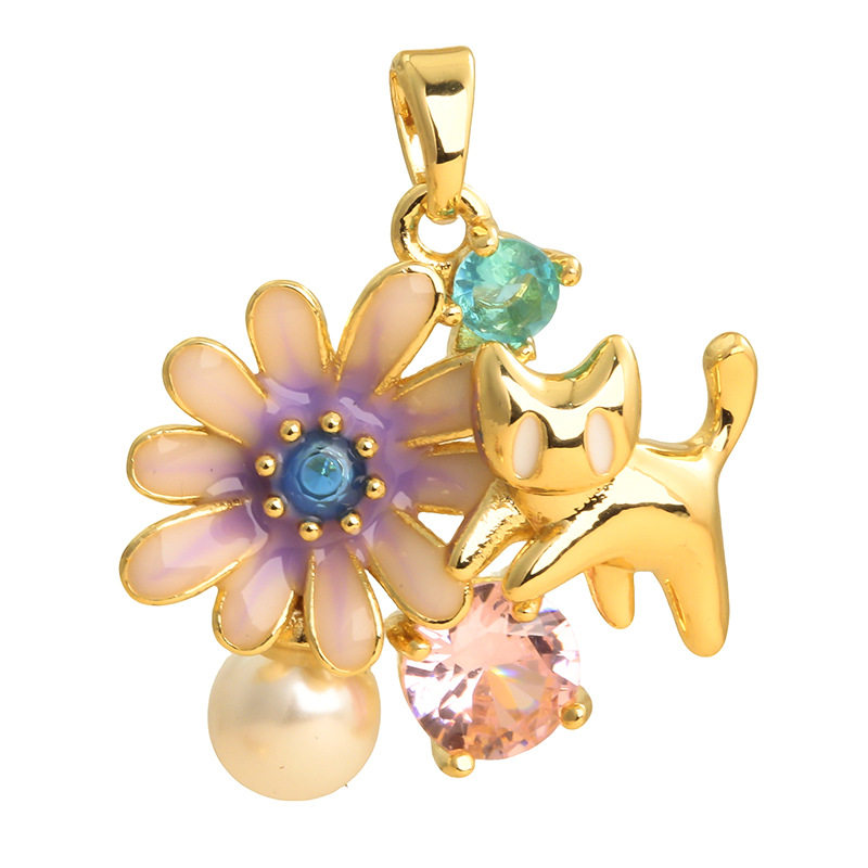 Cross-Border New Style Heart-Warming Fairy-Like Fresh and Sweet Colorful Oil Drop Micro-Inlaid DIY Necklace Pendant Earrings Accessories