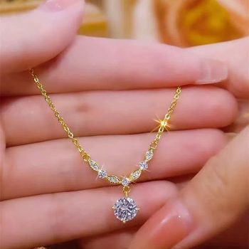 Full diamond personality bright necklace women's 2024 new temperament Joker clavicle chain trembles with jewelry wholesale gift