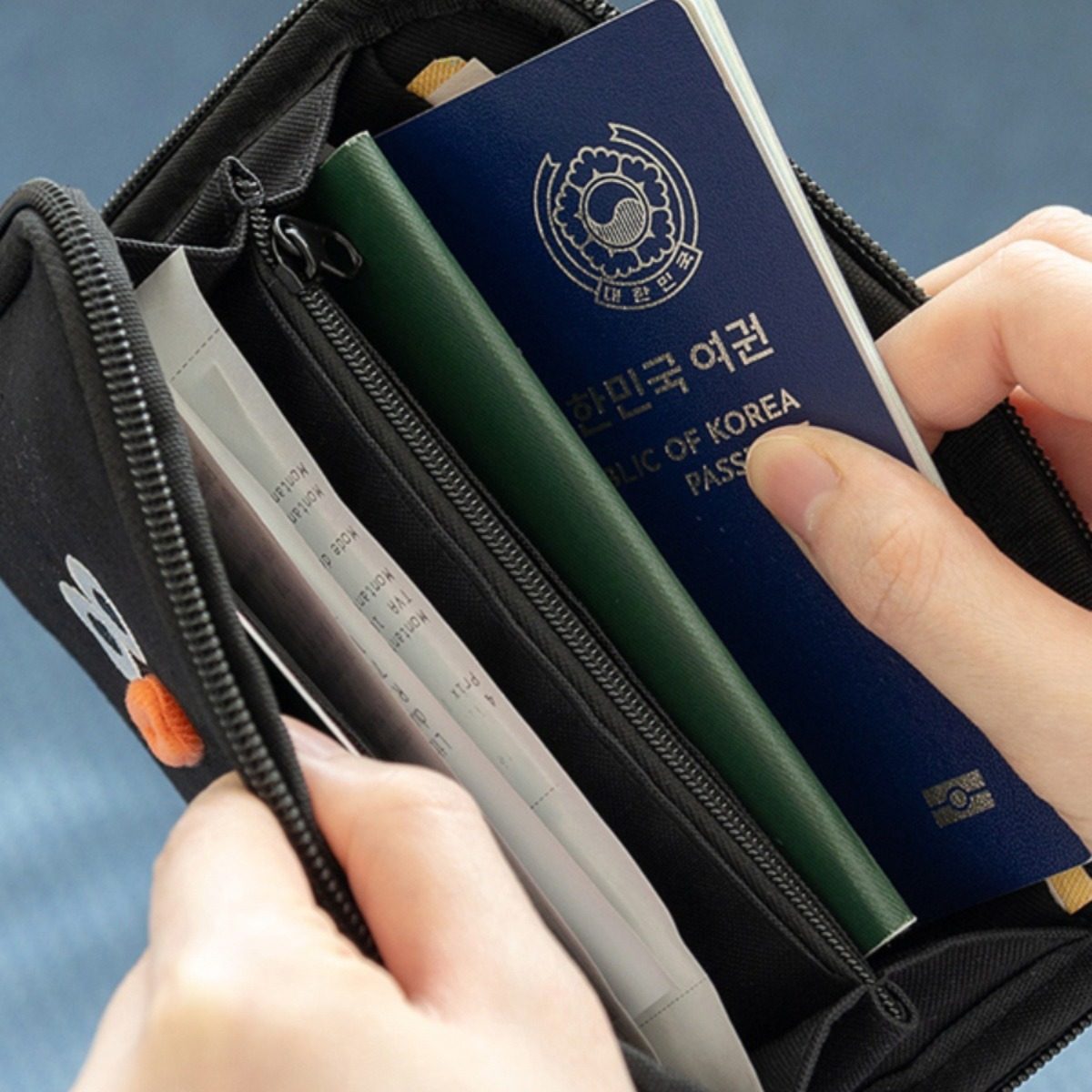 South Korea Romane Passbook Bag Multi-compartment Travel Carry-on ID Card Holder Cash Bill Storage Coin Purse