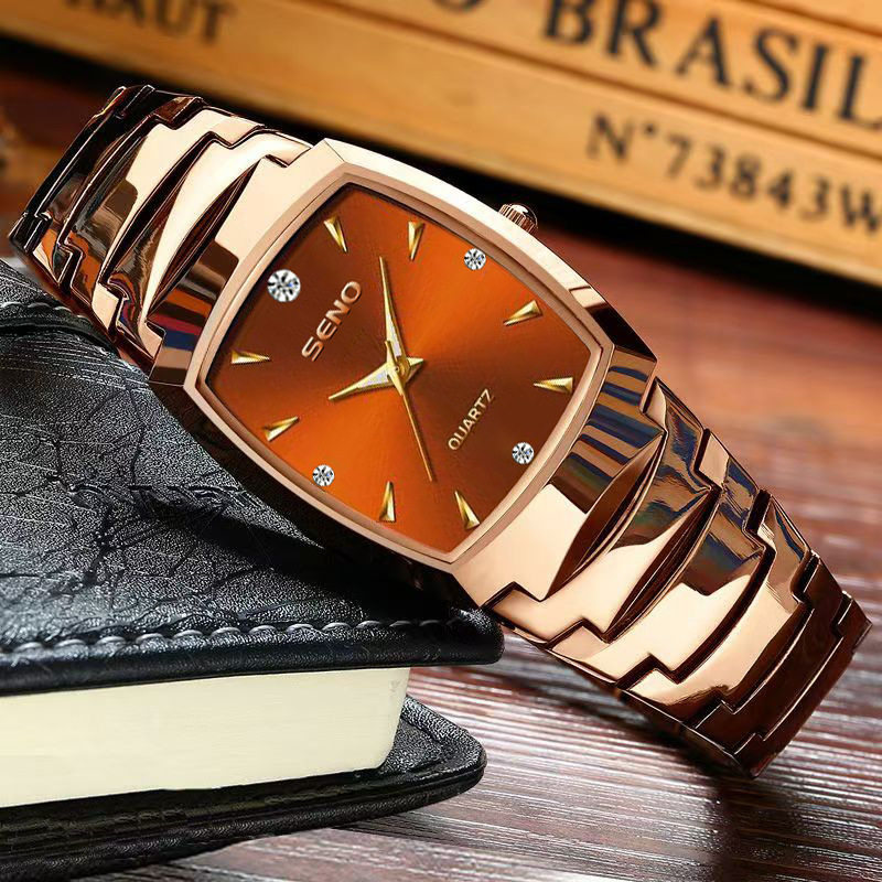 Chennuo Retro Square Dial Men's Watch Cross-Border High-End Coffee Gold Square Watch Light Luxury Temperament Quartz Watch