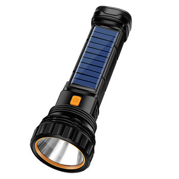 Solar Flashlight Strong Light Spotlight Outdoor Charging Convenient Super Bright Gift with Side Light Cross-Border Factory Direct Sale