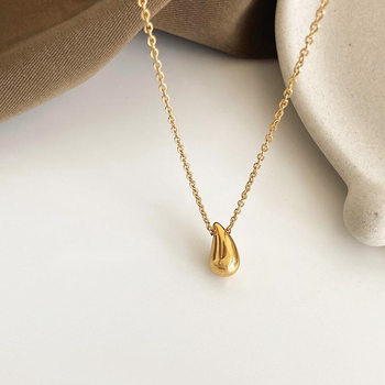 Water Drop Titanium Steel Necklace Women's Light Luxury Niche Design Sense Pendant Clavicle Chain Cyber Celebrity Hot Style 2021 New Style