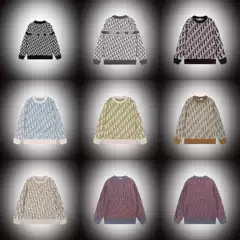 Autumn and Winter Export Cross-Border D Men's Knitted Wool Sweater Round Neck Sweater Full Letter Jacquard Loose Same Style for Men and Women