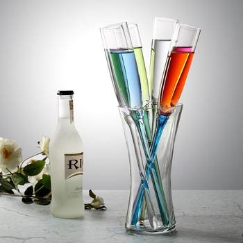 Factory direct supply color beach glass Champagne Cup 6+1 set bubble Champagne Cup Goblet