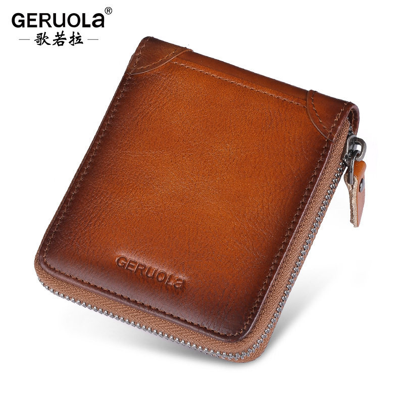 Wallet Men's 2025 New Genuine Leather Zipper Wallet Coin Card Holder All-In-One Wallet Trendyy Short Wallet Men's Style