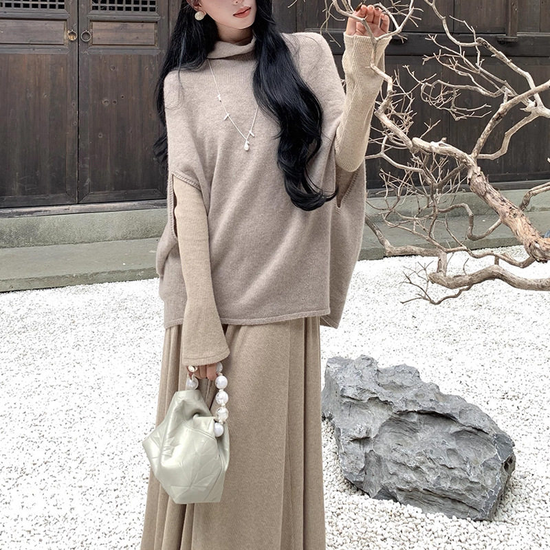 Watching ▏ Knitted Sweater Cape Sweater Shawl Jacket Women's 2025 Early Autumn Top National Day Travel Wear