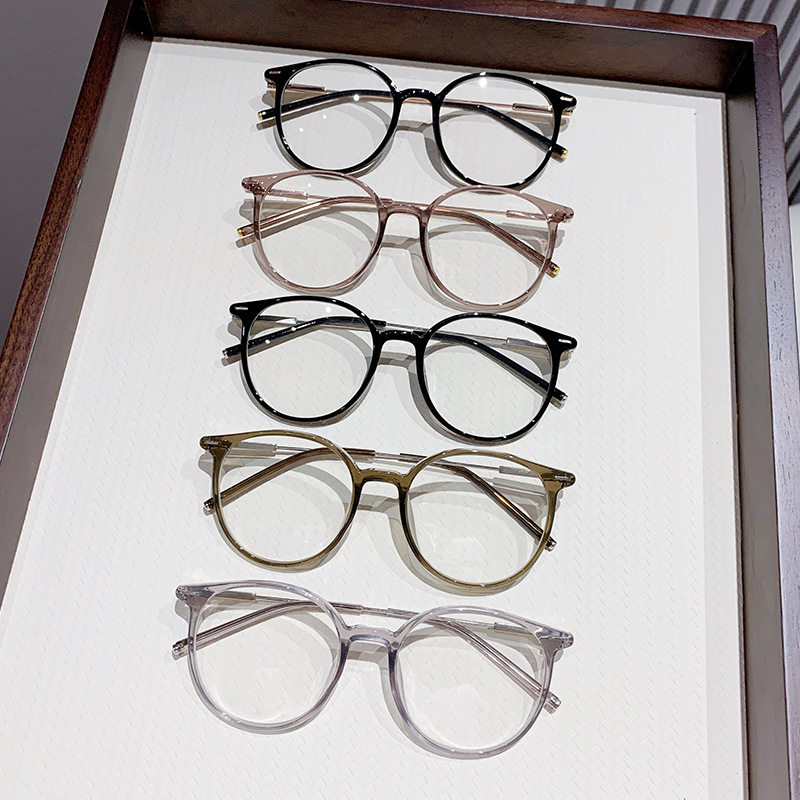 Photochromic Anti-blue Glasses Fashion Trend Plain Retro All-match Slimming Frame Flat Glasses Color-changing Glasses