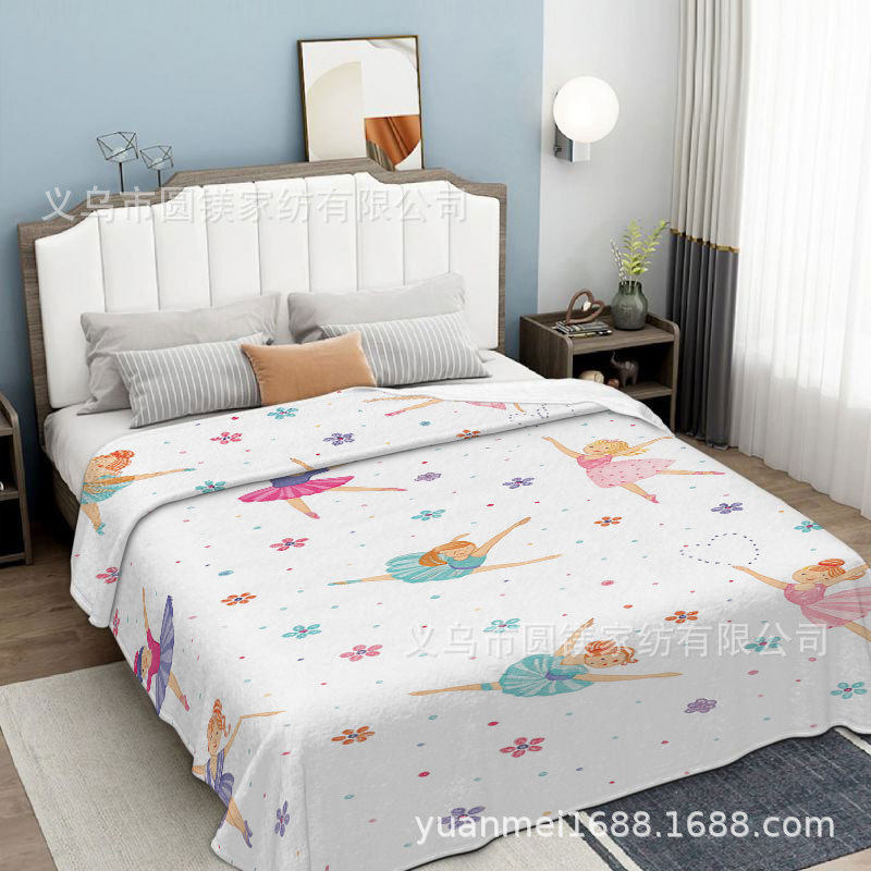 Trendy Cool Animal Cartoon Pattern Thickened Warm Single-Sided Printed Blanket Nap Blanket Air Conditioning Blanket Gift Dropshipping