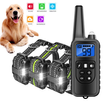 Remote control automatic dog trainer barking stopper charging waterproof 800 meter barking stopper automatic electric shock dog collar