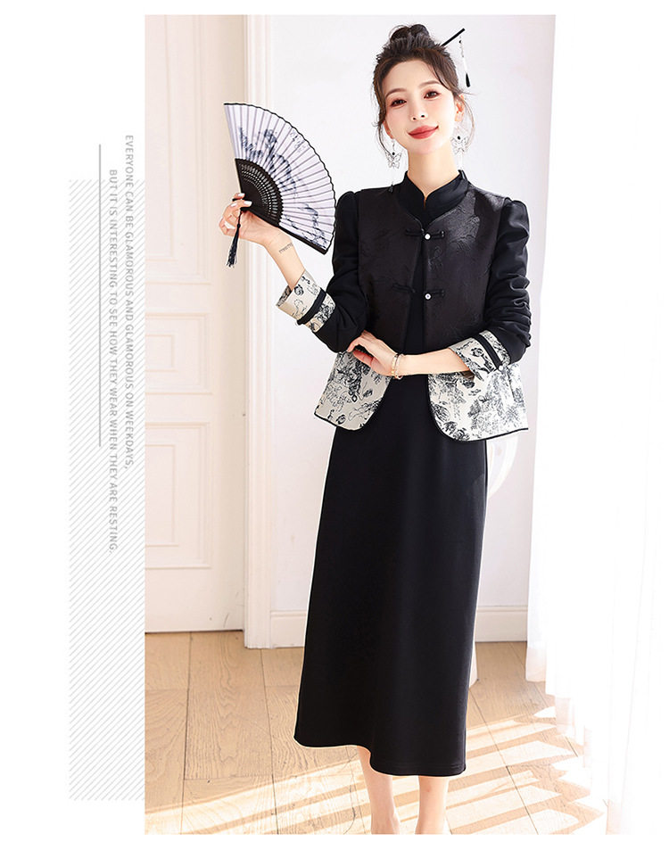 Set Áo Khoác và Chân Váy Dáng Ôm Họa Tiết Thêu Thanh Lịch Màu Đen chi tiết 12