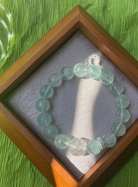 【半溪流水绿】天然绿萤石手链小红书同款白水晶清露冰透手串饰品