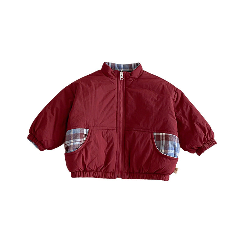 Baby Double-Sided Thickened Jacket, Small Left and Small Right, Winter Boys' Embroidered Cartoon Fashion Cotton Coat, Children's New Year Outfit, Trendy