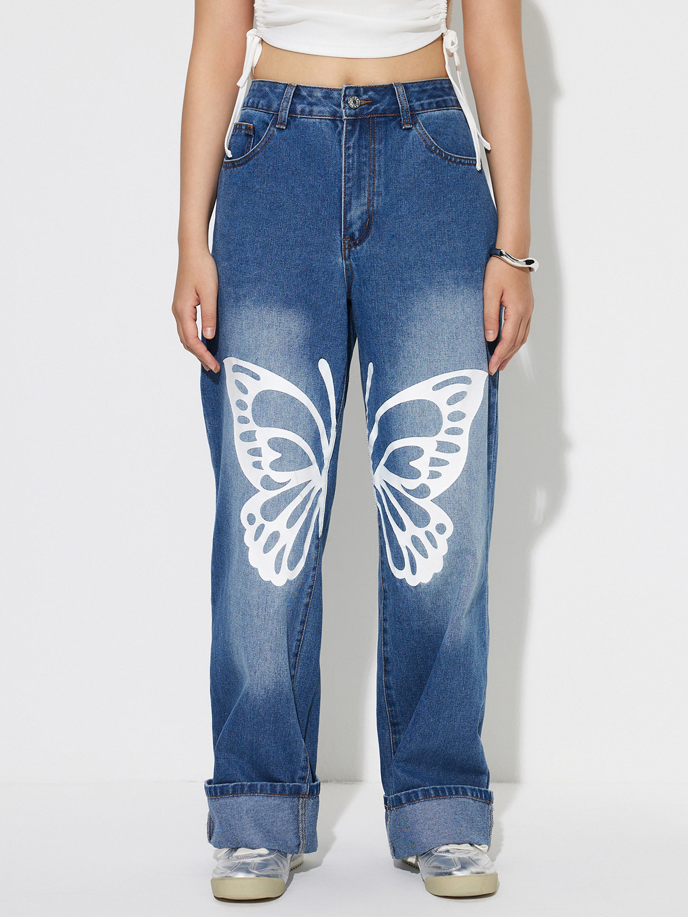 High Waisted Straight Leg Jeans Vintage Style Casual Fit Comfortable Fabric Perfect for Everyday Wear Wholesale