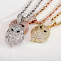 European and American personality small fire dragon pendant Amazon little devil expression pendant animal color copper zircon necklace wholesale