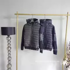 New European Style m Brand Knitted Interlocking down Jacket for Men, Stand Collar, Warm Versatile Hooded White Duck down Coat