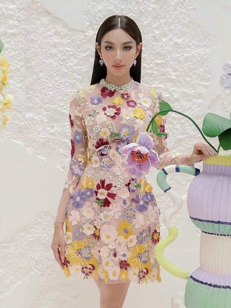 (Mới) Mã K0903 Giá 3960K: Váy Đầm Liền Thân Nữ Aityna Dài Tay Thêu Họa Tiết Hoa Thời Trang Nữ Chất Liệu G06 Sản Phẩm Mới, (Miễn Phí Vận Chuyển Toàn Quốc).