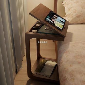 Movable Side Table Bedroom Home Bedside Table Creative Side Cabinet Solid Wood Bedside Storage Cabinet Replacement Artifact Storage Cabinet