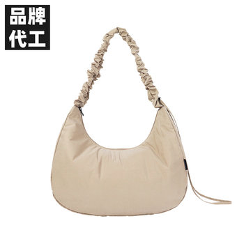 Customized Single-Shoulder Crossbody Bag for Women, Commonly Used Underarm Pleated Dumpling Cloud Croissant Hobo Bag, Korean Niche Style
