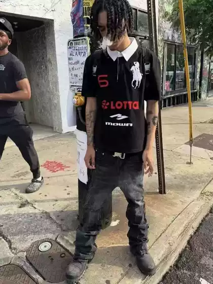 Mowalola Atl Angel War Horse Embroidery Slim Polo Shirt Short Sleeve T-Shirt Tee Opium Yvl Style