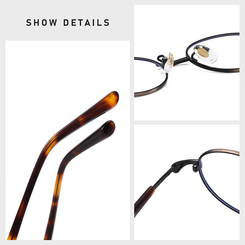 Ultra-Light Alloy Myopia Glasses Frame for Men, Retro Wide-Brimmed Small Round Frame, Xiaohongshu Plain-Faced Women's Anti-Blue Light 00236