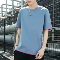 Pure Cotton Short-Sleeve T-Shirt for Men, Summer Thin Style, Korean Version with Printed Round Neck, Versatile Half-Sleeve Sports Top, Casual