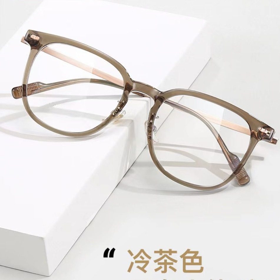 Little Red Book with Cold Tea Pigment Yan Flat Glasses Fashionable Lightweight Anti-blue Glasses Retro Round Glasses Frame for Women