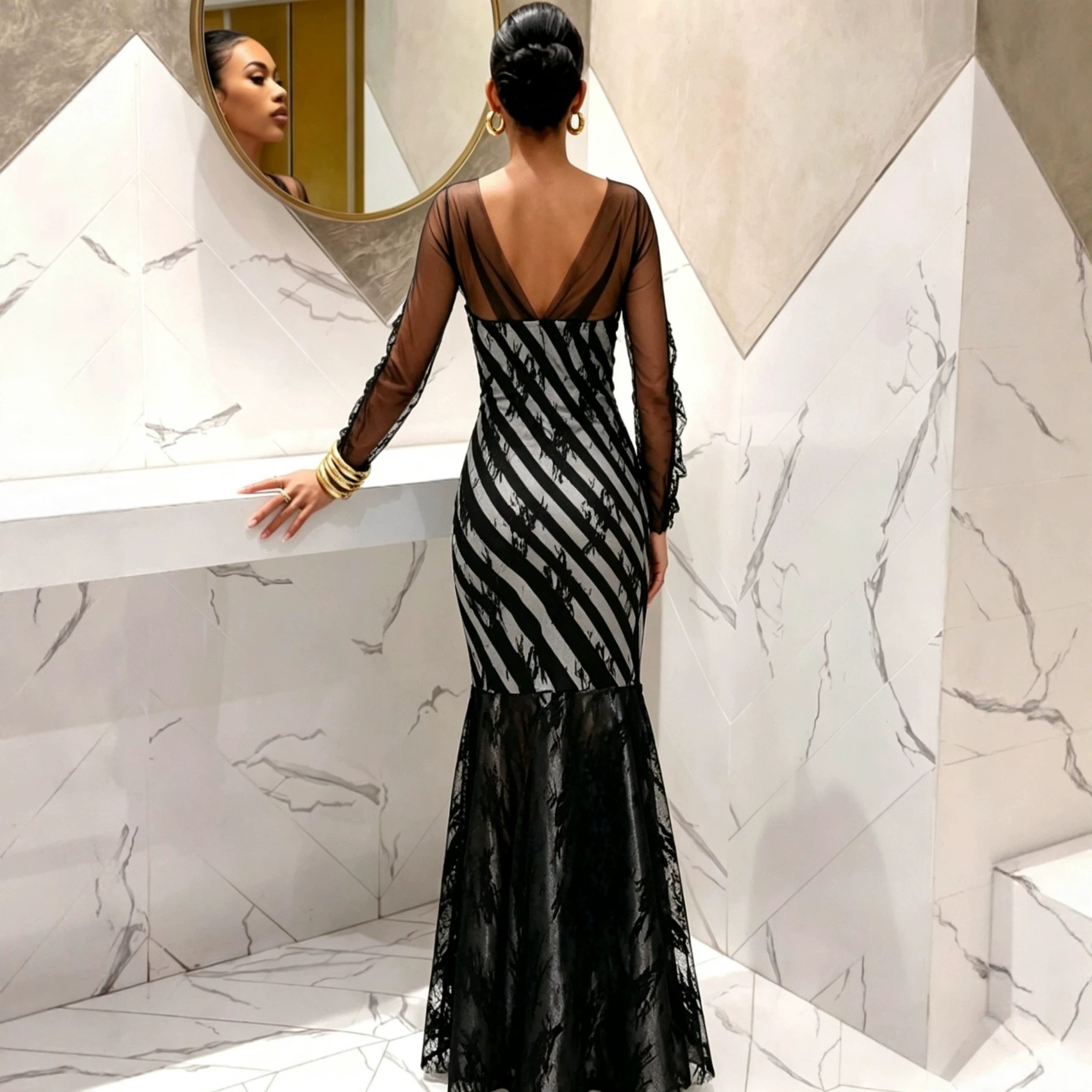 Lace Mermaid Evening Dress Slim Fit Long Length Elegant Design Perfect for Weddings and Formal Parties Wholesale